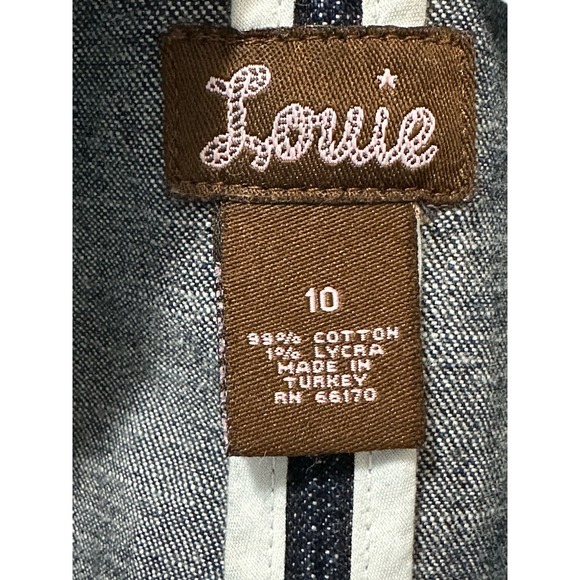 Louie blue denim 2 button Y2K casual blazer jacket size 10 - Picture 4 of 8